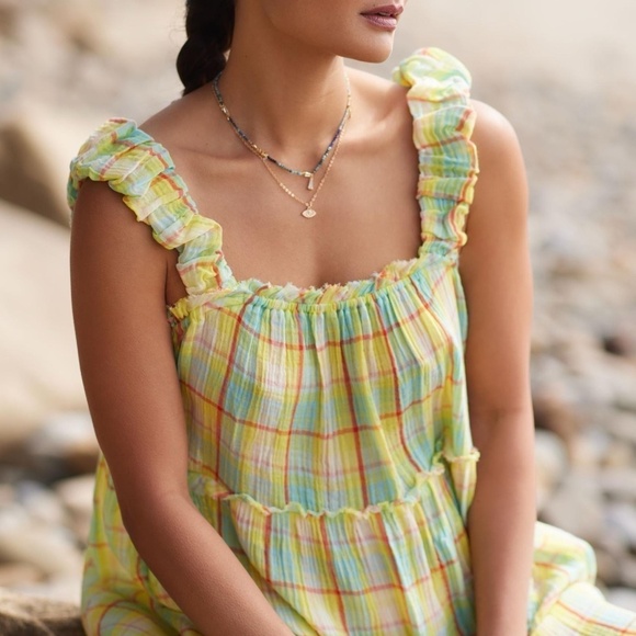 NWT Anthropologie Ruffled Gingham Babydoll Dress Small - Picture 3 of 4